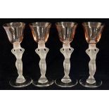 A set of four Art Deco Czechoslovakian liqueur glasses,