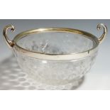 A late Victorian crystal cut glass bowl with stylised flower design to body,