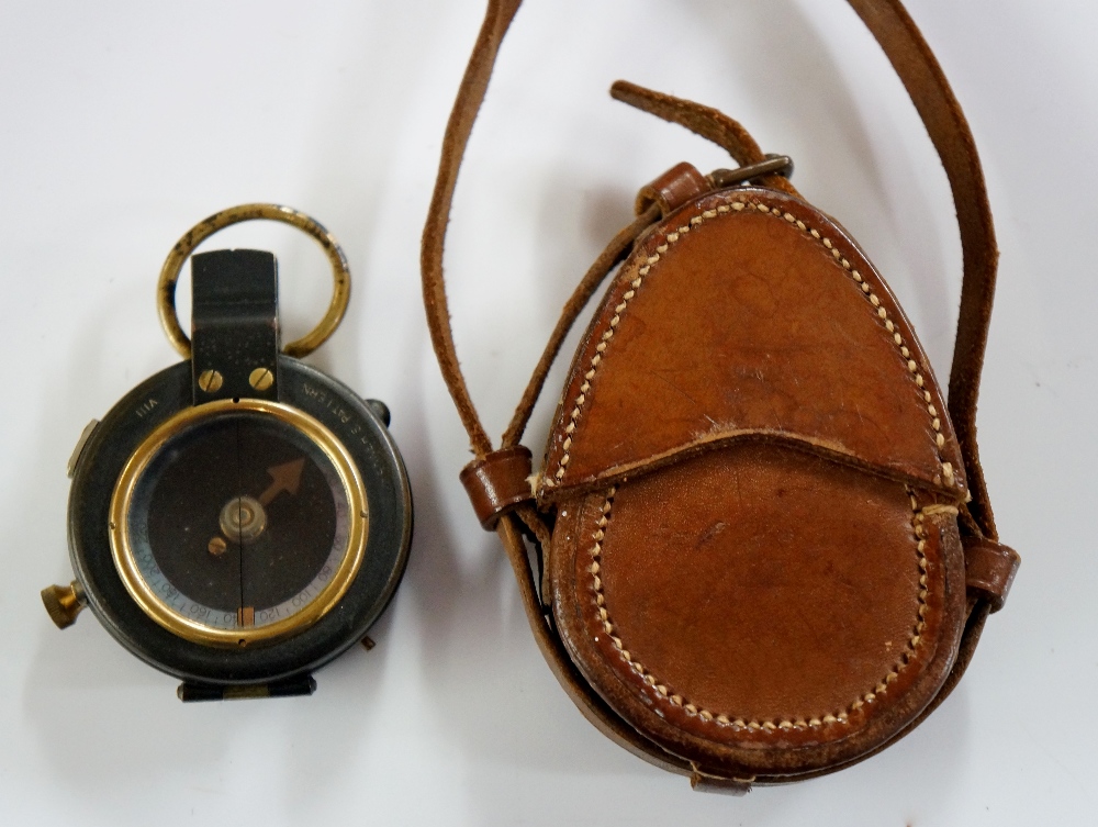 A World War I Officer's compass inscribed "Verner's Pattern", bronze case with gilt metal frame,