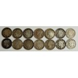 Coins, Great Britain, Silver Shillings, Victoria, Young Head 1841, 44, 45, 52, 55, 58, 64, 65, 68,