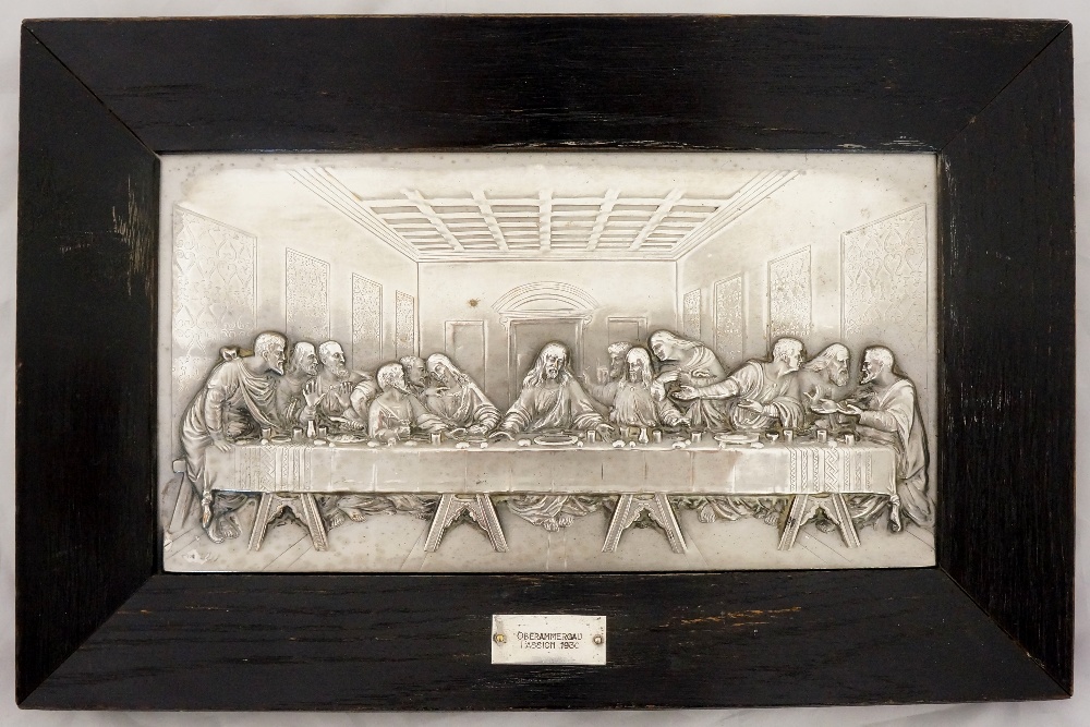 A Continental 800 standard relief panel of The Last Supper, 13cm x 25cm,