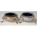 A pair of Victorian cauldron shaped salts,