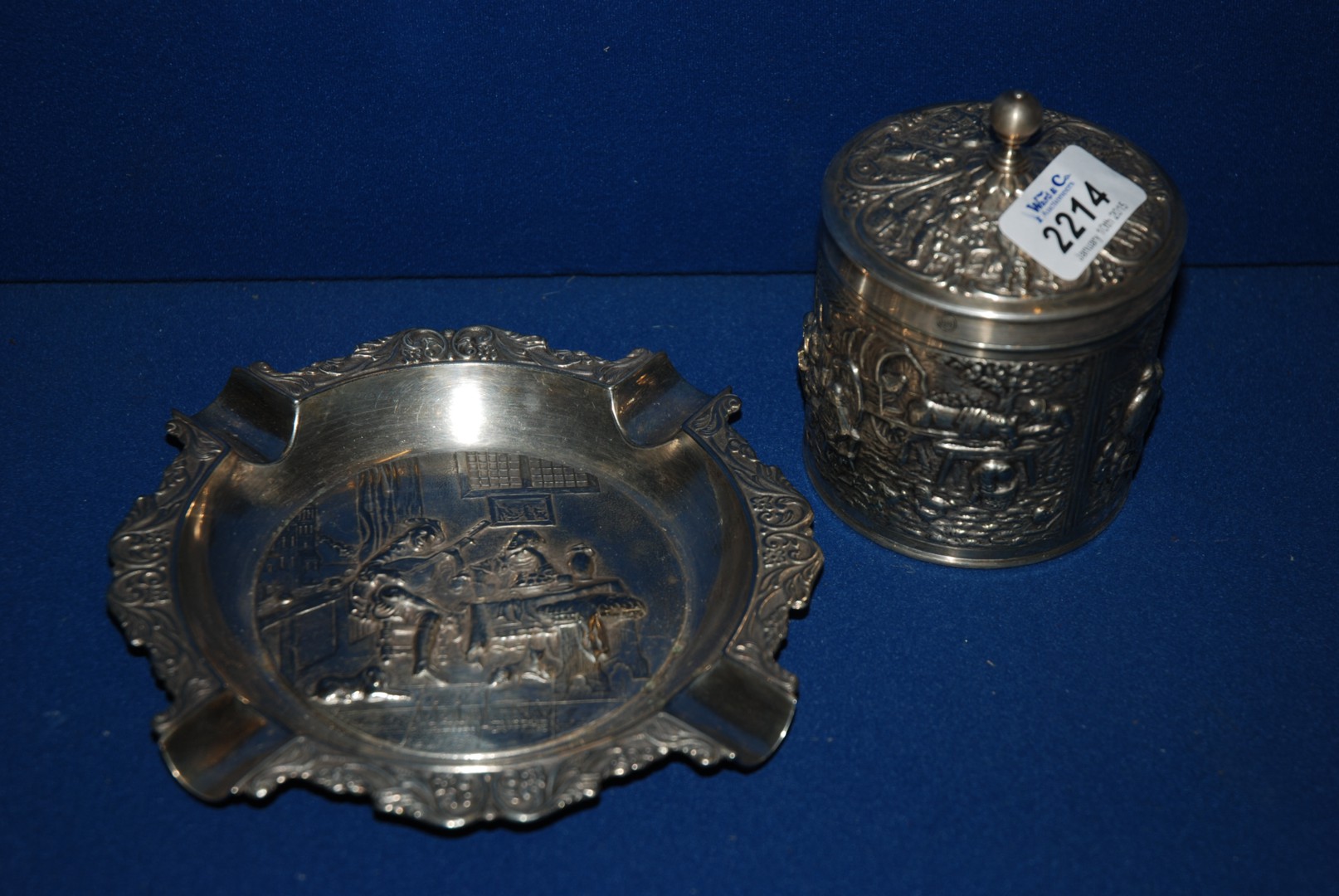 A Dutch RePousse Silver plated Caddy and