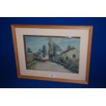 A framed and mounted Watercolour of a  v