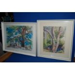 Two framed Watercolours, one signed P.M.