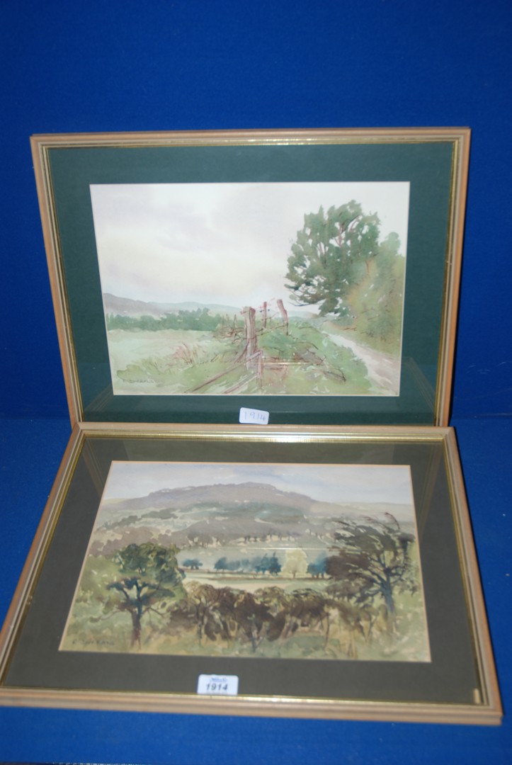 A pair of framed and mounted Watercolour