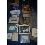 Two boxes of old photographs, prints etc
