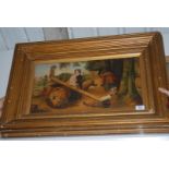 A 19th c. oil on board of Children playi