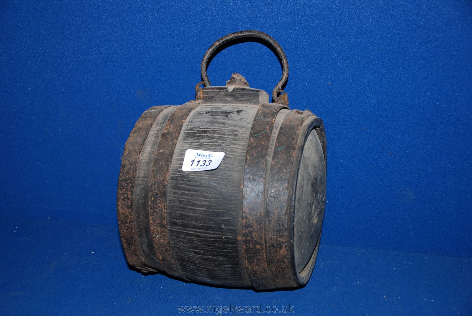 An Oak Cider Costrel with the initial J & S inscribed on side