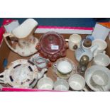 A quantity of china and glass including commemorative ware, Crown Devon 'Wye Jug', Sugar Sifter,
