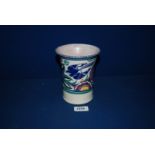 A flared neck Poole Pottery, shaped 199, hand painted Vase depicting in polychrome colours,