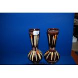 A pair of 1960's glazed West German Vases with 'Tasba Keramik' label.  Hand painted in multi