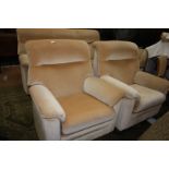 A Parker Knoll three piece Lounge Suite having three seater Settee and two matching Armchairs,