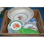 A quantity of Plates including Hampton meat plate, two Meakin pheasant design Meat plates,