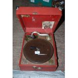 A suitcase Gramophone, with winder