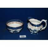 A Booths ' Real 'Old Willow'' sugar Bowl and cream Jug, both numbered A 8025, gilt rim