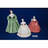 Three Coalport figurines: Kelly, Lydia and Natalie.