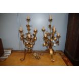 A pair of modern Italian seven branch gilt metal Table Lamps.