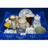 A quantity of china including small Poole Side Plate decorated with a windmill, a Wedgwood Vase and