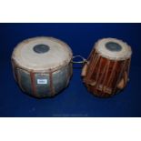 An Indian Tabla Drum Set comprising two Drums