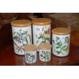 Five Portmeirion Storage Canisters, two large, one medium and two small