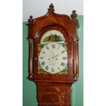 A good William lV Mahogany longcase Clock, having triple finial moulding to the top, arch fret-cut