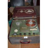 An ''Elizabethan'' reel to reel Tape Recorder with Bakelite knobs