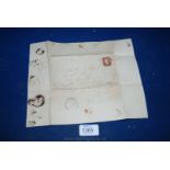 A letter dated 1844 and with an uncut Penny red stamp.