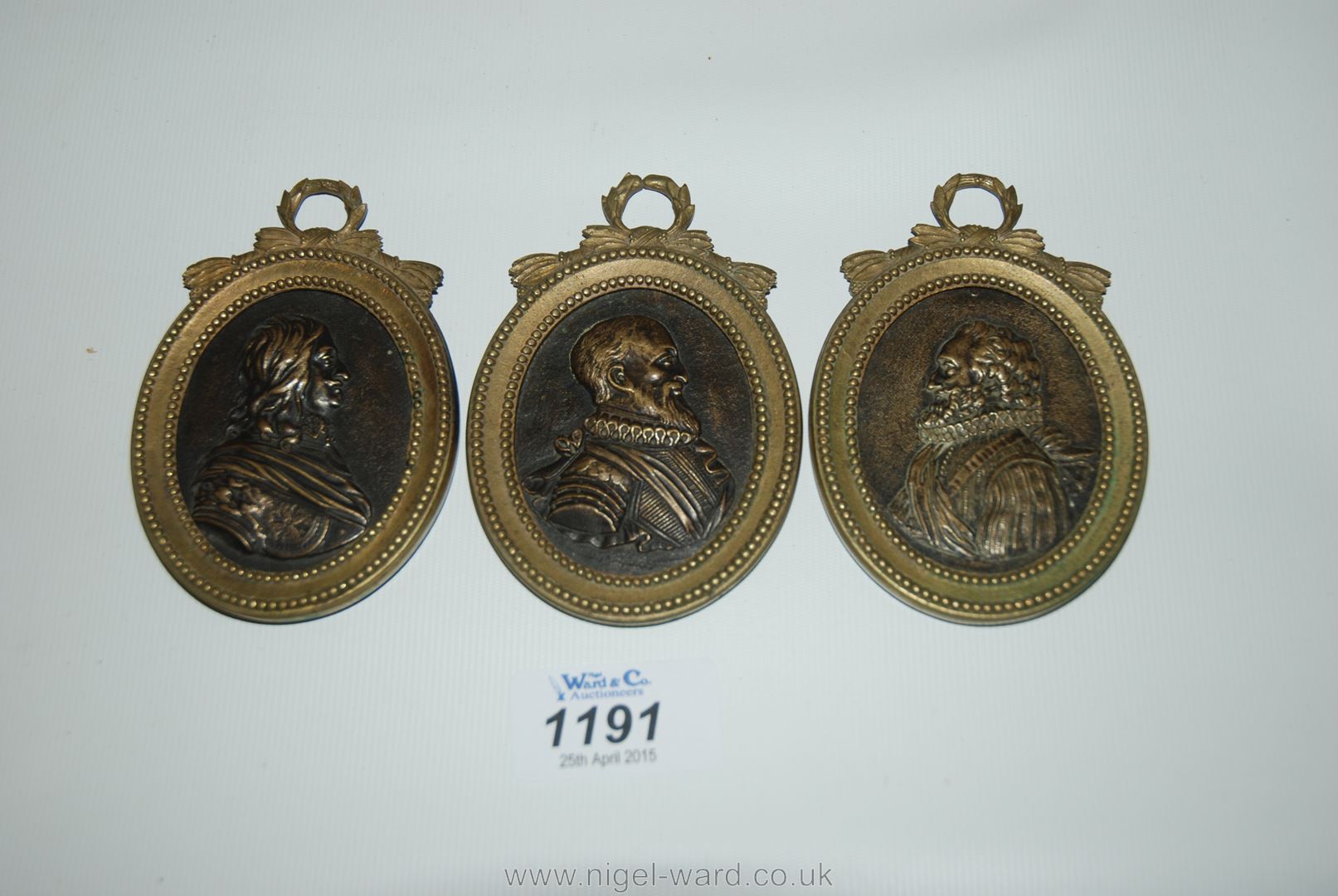 An interesting group of three cast Bronze plaquettes depicting characters from French history -