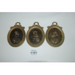 An interesting group of three cast Bronze plaquettes depicting characters from French history -