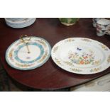 A Crown Staffordshire bone china Cake Stand and an Aynsley 'Cottage Garden' Meat Dish