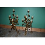 A pair of modern Italian seven branch gilt metal Table Lamps.