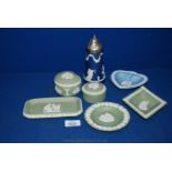 A quantity of china including five pieces of Wedgwood Jasperware and a large Sugar Shaker Wedgwood
