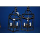 A pair of modern Italian metal and glass Wall Lanterns, a/f.