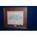 A framed Map of Sussex