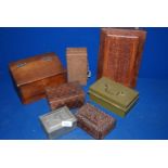 A quantity of wooden boxes - some carved, plus a Cash Box, etc.