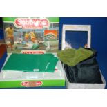 A boxed Subbuteo Club edition and a box of Citadel Battlement green baize.