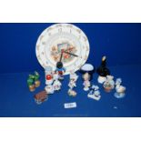 A quantity of china including Royal Doulton Bunnykins clock