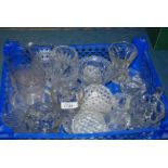 A quantity of glass including vases, jugs, tumblers, etc.