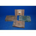 Four antique wooden Locks