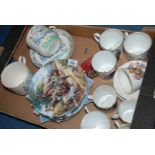 A quantity of china including two large Cups and saucers - 'Farmers Arms' and 'God speed the