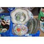 A quantity of display and other Plates including oriental style, bird, sandwich plates,