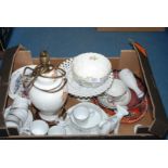 A quantity of china including a Coalport floral dish, a part Noritake Sweet Leilani coffee set,