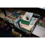 Two boxes of Books - What plant Where, Roald Dahl, plus a box of 45's - Jonathon King, etc.