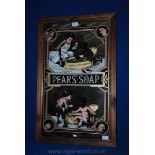 An Evocative Vintage Pears Soap Advertisement Mirror with Pine Frame.