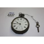 A Silver cased Pocket Watch with key by H. Stone, Leeds