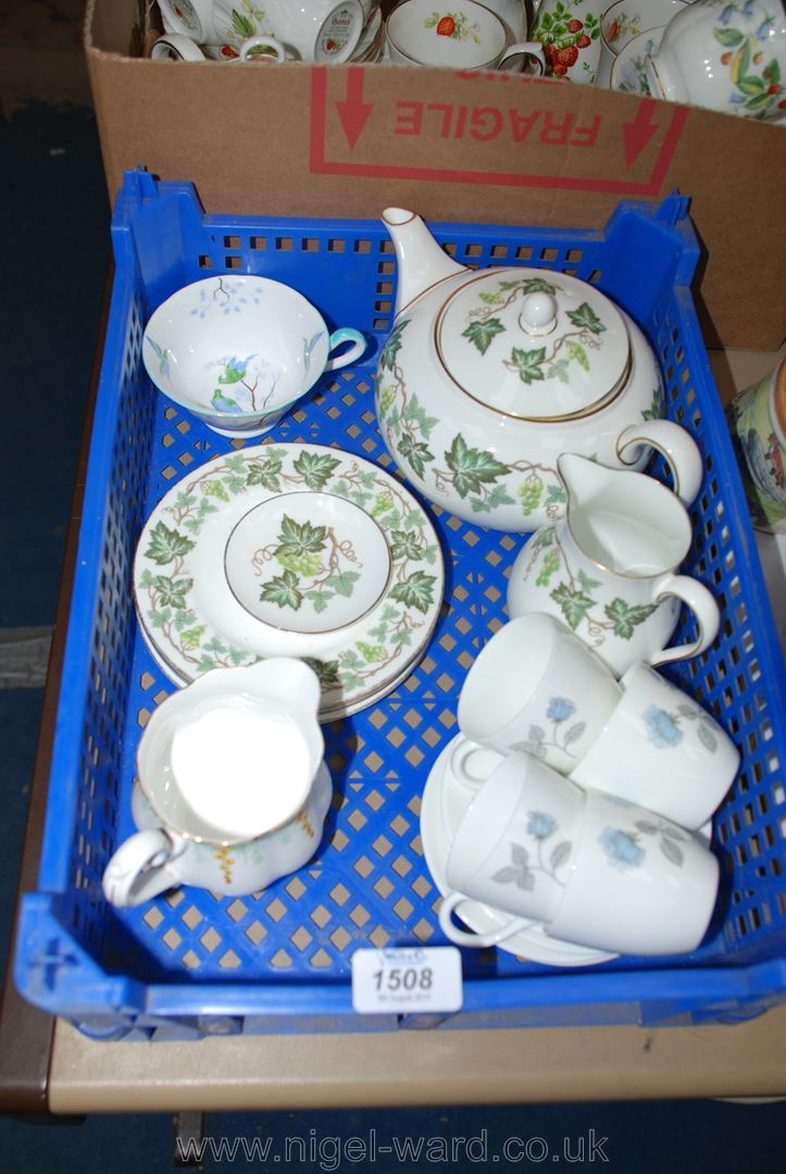 A quantity of China including Wedgwood 'Ice Rose' coffee cups (one a/f) and saucers,