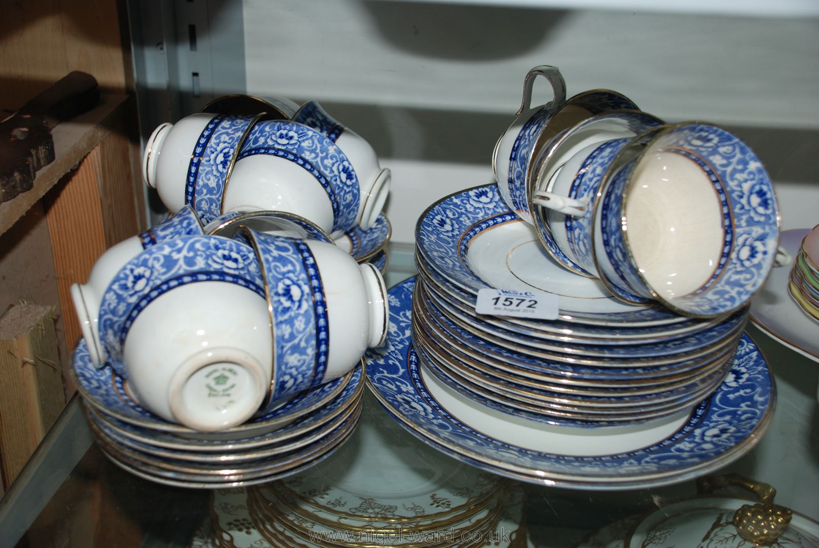 A Royal Albert blue and white Tea Service for twelve including two Bread and Butter Plates,