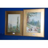 Two framed Watercolours of Alpine scenes, one having the inscription S.B.O.