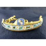 Yellow metal Italian gondola brooch